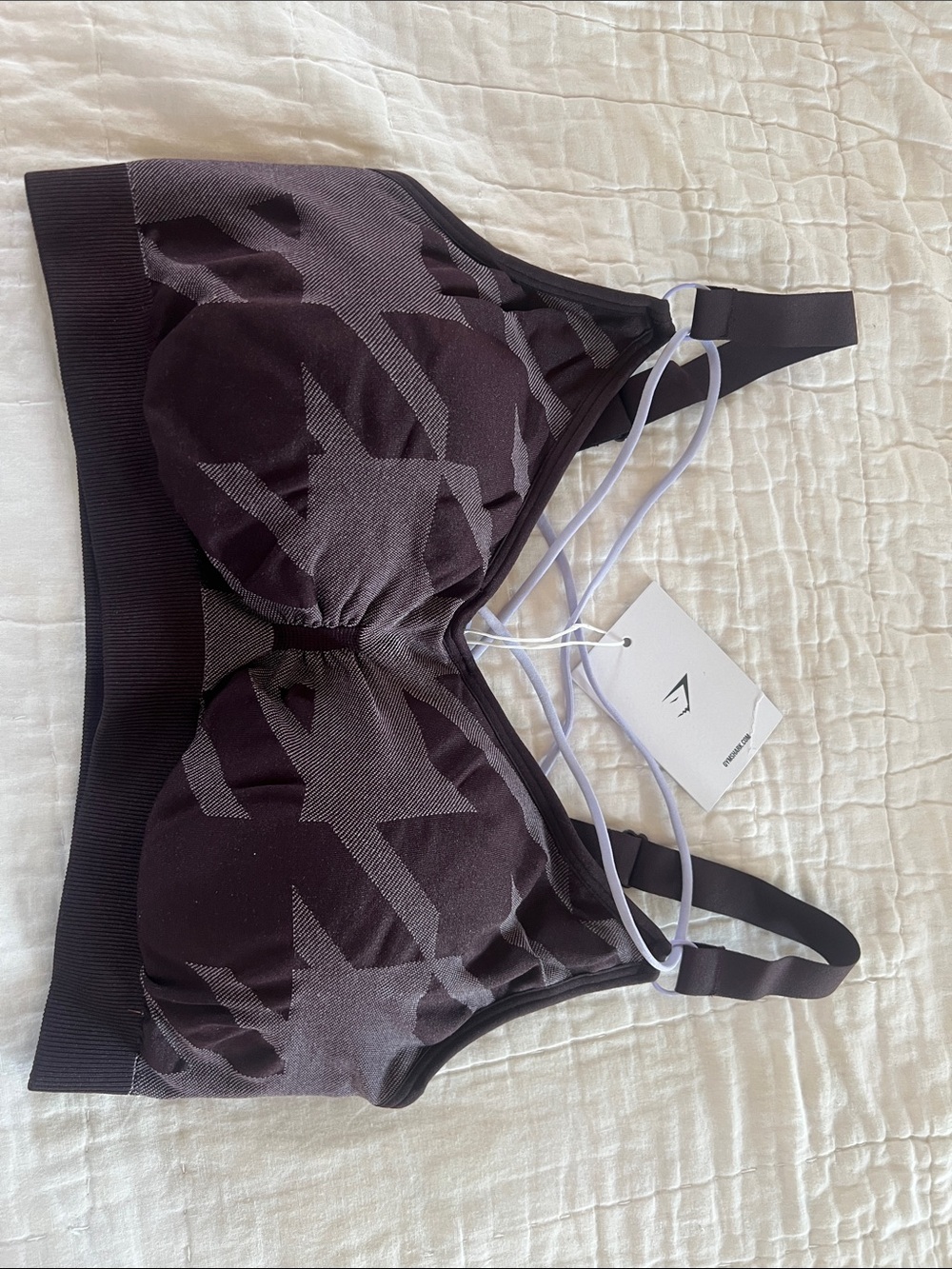 Gymshark Brown and Charcoal Patterned Sports Bra